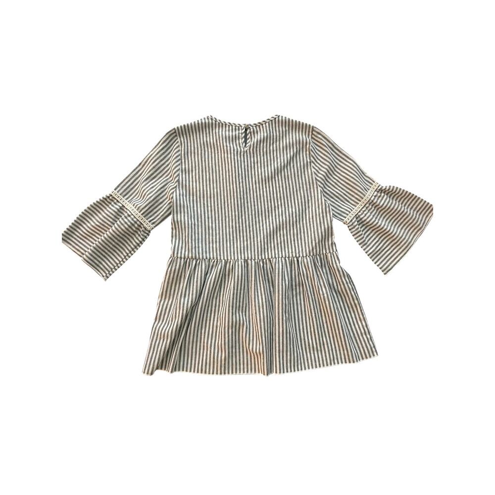 Orange Creek Blue Stripe Lace Bell Sleeve Top S NWT - Picture 4 of 6